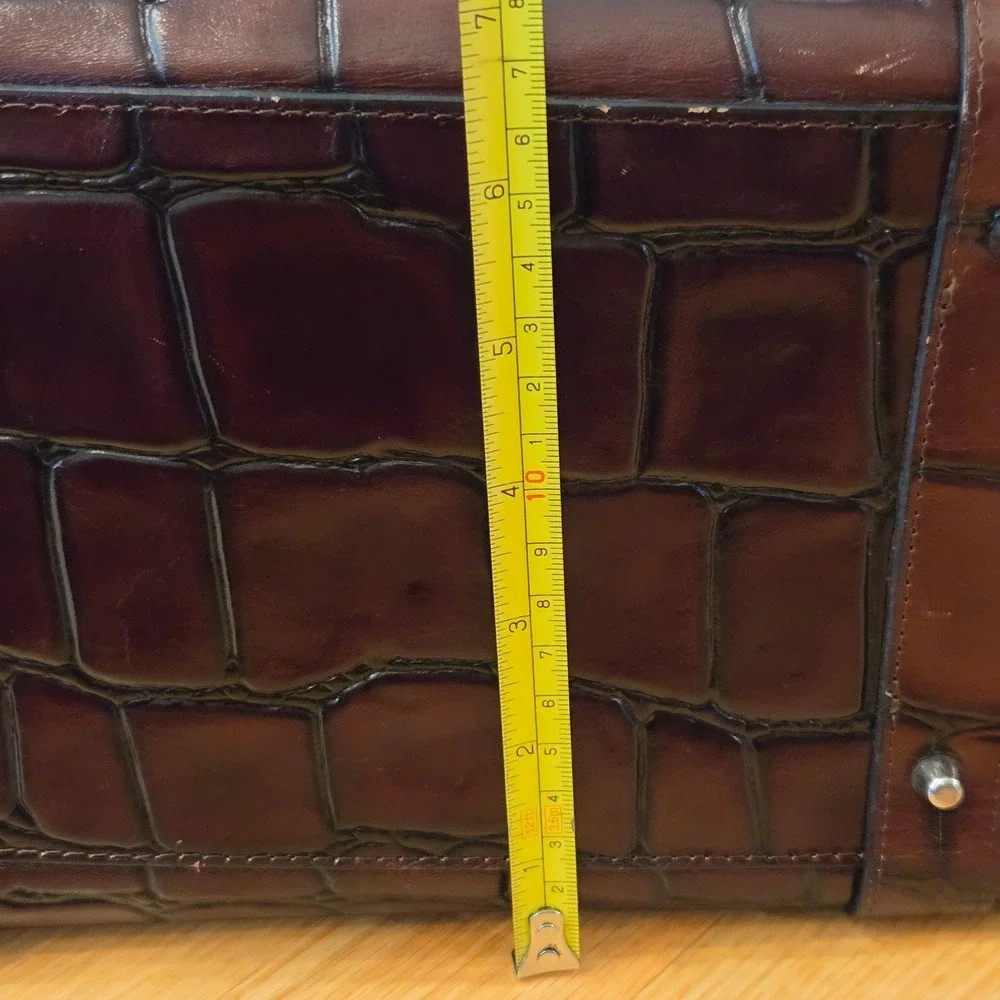 Franklin Covey Croc Embossed Leather Tote Bag Large Office Organizer Briefcase